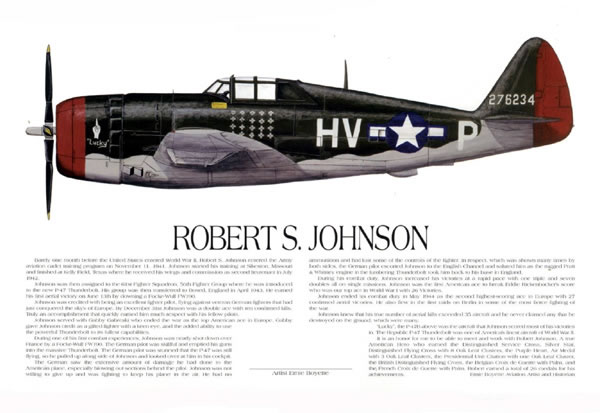 "P-47 Ace Robert Johnson"-Ernie Boyette-P-47 Thunderbolt World War II Art